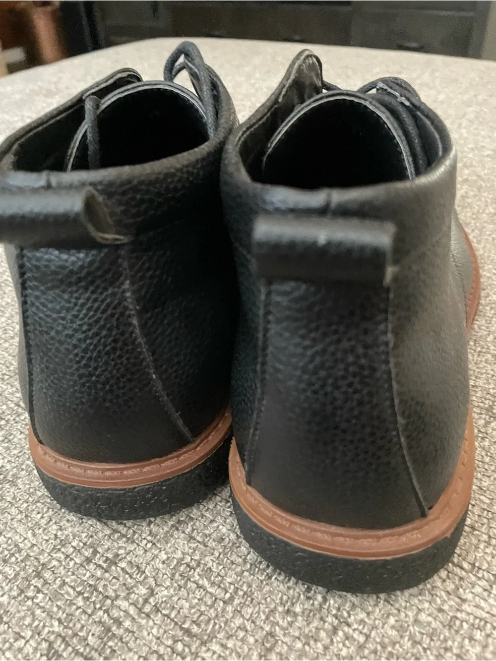 Aldo Black Leather Lace-Up Ankle Boots with Brown Welt